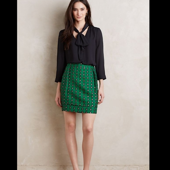 Anthropologie Dresses & Skirts - HD in Paris • Tiered Metallic Gold & Green Skirt